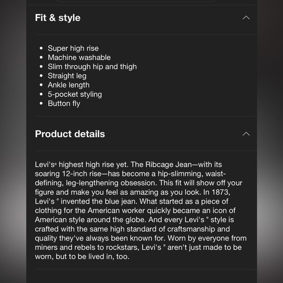 Levi’s Ribcage jean 26 x 27 ❤️ New - Picture 15 of 16